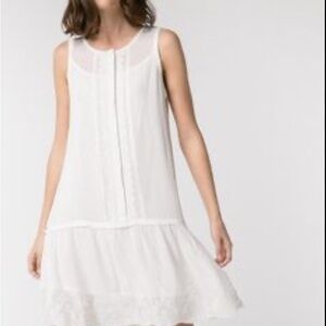 Mango White Ribbed Knit dress